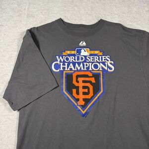 Majestic San Francisco Giants 2010 World Series Champions T Shirt Men's L Gray